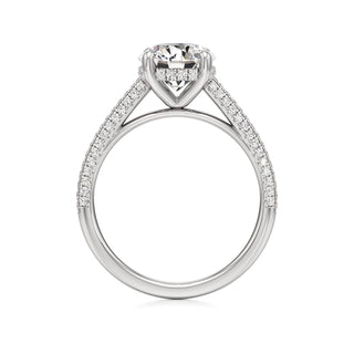 Cathedral Pavé Set Hidden Halo Oval Engagement Ring