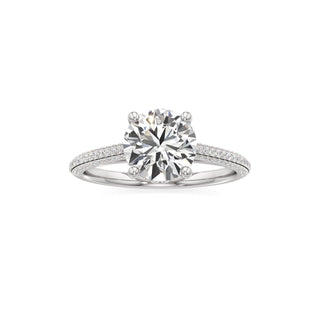 Cathedral Pavé Set Hidden Halo Oval Engagement Ring