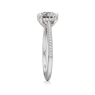 Cathedral Pavé Set Hidden Halo Oval Engagement Ring