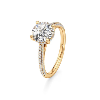 Cathedral Pavé Set Hidden Halo Oval Engagement Ring