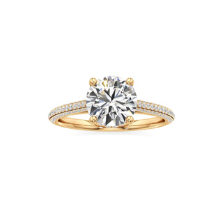 Cathedral Pavé Set Hidden Halo Oval Engagement Ring