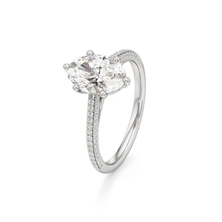 Cathedral Pavé Set Six Prong Oval Engagement Ring
