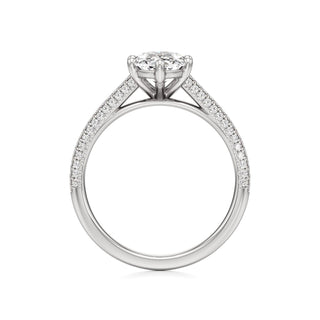 Cathedral Pavé Set Six Prong Oval Engagement Ring