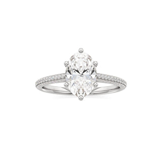 Cathedral Pavé Set Six Prong Oval Engagement Ring