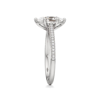 Cathedral Pavé Set Six Prong Oval Engagement Ring