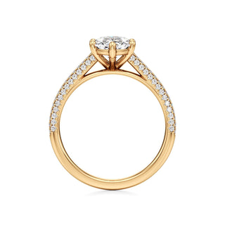 Cathedral Pavé Set Six Prong Oval Engagement Ring