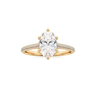Cathedral Pavé Set Six Prong Oval Engagement Ring