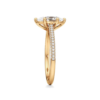 Cathedral Pavé Set Six Prong Oval Engagement Ring