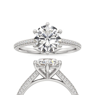 Cathedral Pavé Set Six Prong Marquise Engagement Ring