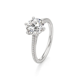 Cathedral Pavé Set Six Prong Oval Engagement Ring