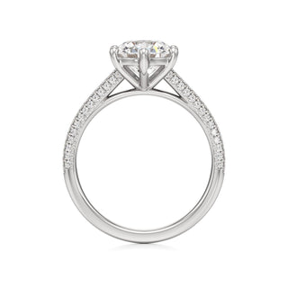 Cathedral Pavé Set Six Prong Oval Engagement Ring