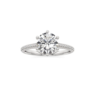 Cathedral Pavé Set Six Prong Oval Engagement Ring