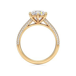 Cathedral Pavé Set Six Prong Oval Engagement Ring