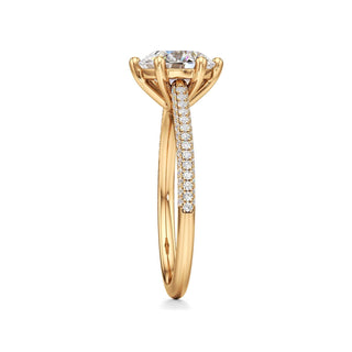 Cathedral Pavé Set Six Prong Oval Engagement Ring