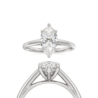 Cathedral Plain Basket Pear Engagement Ring