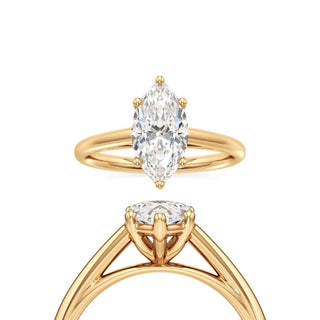 Cathedral Plain Basket Pear Engagement Ring
