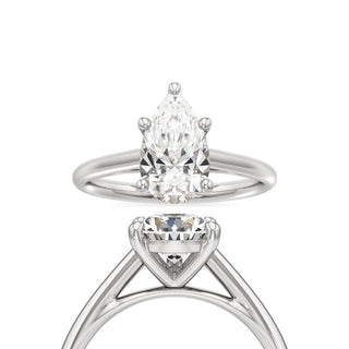 Cathedral Plain Basket Pear Engagement Ring