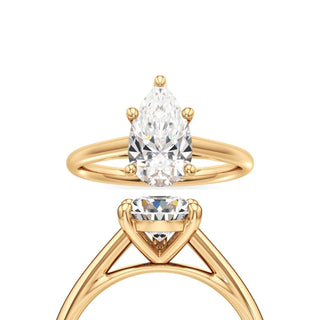 Cathedral Plain Basket Pear Engagement Ring