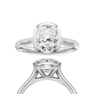 Cathedral Plain Bezel Emerald Engagement Ring