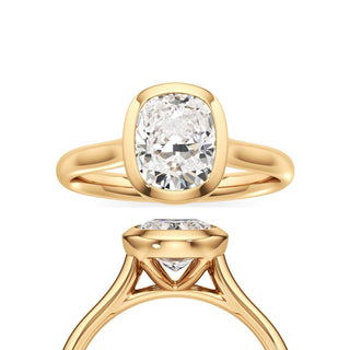 Cathedral Plain Bezel Emerald Engagement Ring