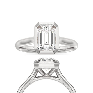 Cathedral Plain Bezel Emerald Engagement Ring