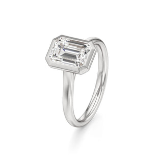 Cathedral Plain Bezel Emerald Engagement Ring