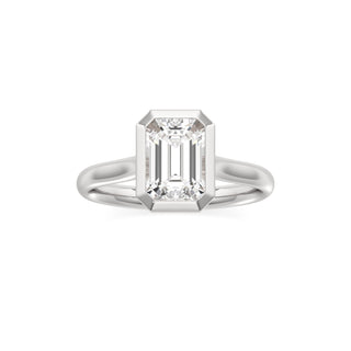 Cathedral Plain Bezel Emerald Engagement Ring