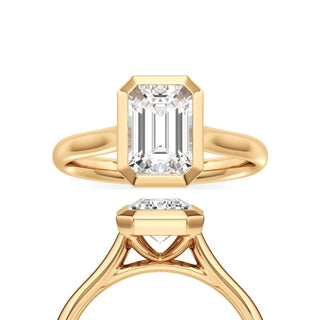 Cathedral Plain Bezel Emerald Engagement Ring