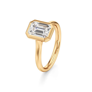 Cathedral Plain Bezel Emerald Engagement Ring