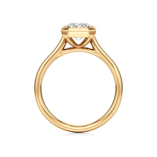 Cathedral Plain Bezel Emerald Engagement Ring