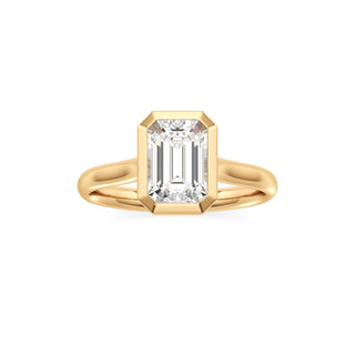 Cathedral Plain Bezel Emerald Engagement Ring