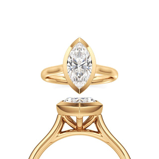 Cathedral Plain Bezel Emerald Engagement Ring