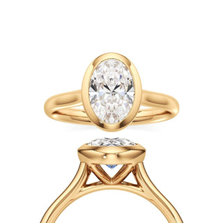 Cathedral Plain Bezel Emerald Engagement Ring