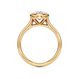 Cathedral Plain Bezel Emerald Engagement Ring