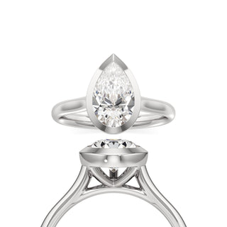 Cathedral Plain Bezel Emerald Engagement Ring