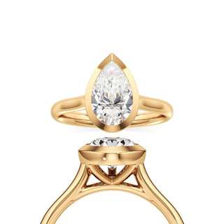 Cathedral Plain Bezel Emerald Engagement Ring