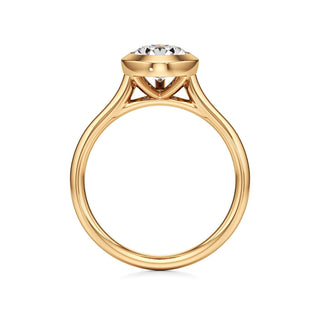 Cathedral Plain Bezel Emerald Engagement Ring
