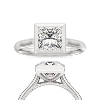 Cathedral Plain Bezel Emerald Engagement Ring