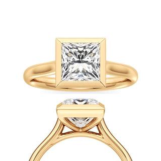 Cathedral Plain Bezel Emerald Engagement Ring