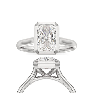 Cathedral Plain Bezel Emerald Engagement Ring