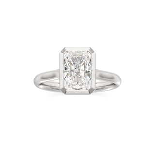 Cathedral Plain Bezel Emerald Engagement Ring