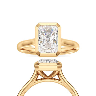 Cathedral Plain Bezel Emerald Engagement Ring