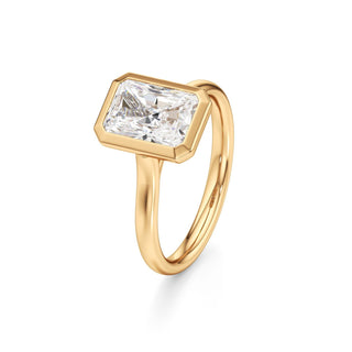Cathedral Plain Bezel Emerald Engagement Ring