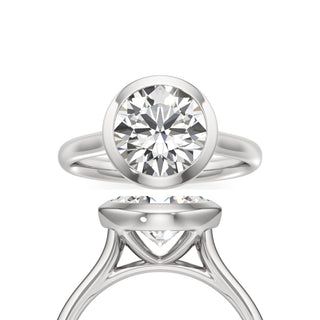 Cathedral Plain Bezel Emerald Engagement Ring
