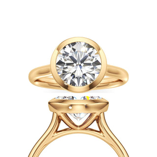 Cathedral Plain Bezel Emerald Engagement Ring
