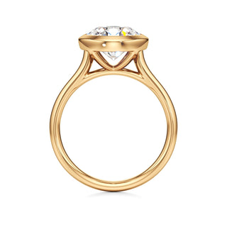 Cathedral Plain Bezel Emerald Engagement Ring