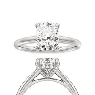 Cathedral Plain Diamond Basket Pear Engagement Ring