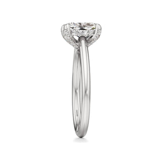 Cathedral Plain Diamond Basket Pear Engagement Ring
