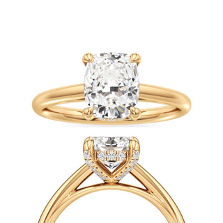 Cathedral Plain Diamond Basket Pear Engagement Ring