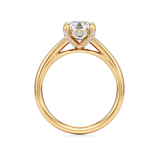 Cathedral Plain Diamond Basket Pear Engagement Ring